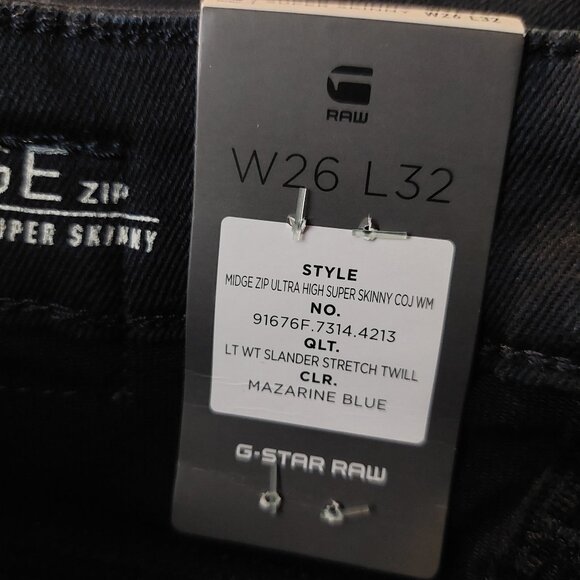 G-Star Raw Midge Zip Ultra High-rise Super Skinny Blue Pants Trousers Sz 26 x 30 - Picture 13 of 13